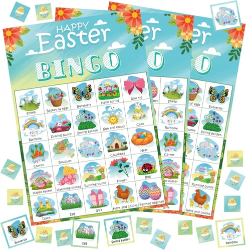 OHOME Juegos de bingo de Pascua para niños, juguetes de manualidades de Pascua para niños, niñas, adultos y adolescentes, actividades en el aula,