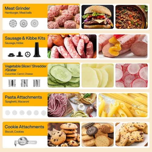 Miniatura 5 de VIVOHOME Mezclador de pie multifuncional 9 en 1 con fermentación, mezclador eléctrico de cocina de 6 velocidades y 7 cuartos con temporizador, Rojo