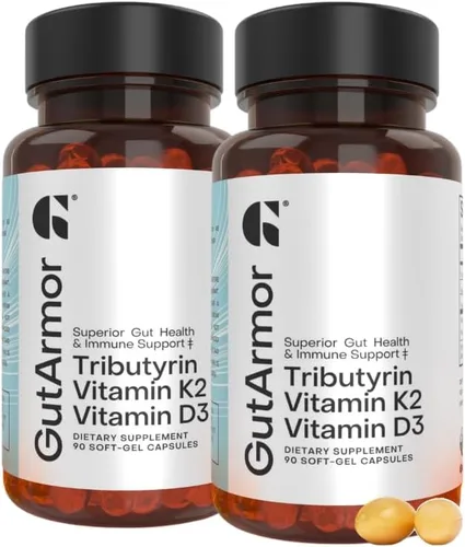 Miniatura 13 de Salud intestinal y cardíaca + apoyo inmunológico 1 mes de suministro 30 cápsulas de gel suave butirato puro de 350 mg y vitamina D3 2000 IU