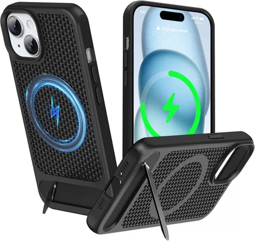 Miniatura 24 de Funda magnética de disipación de calor para iPhone 13 Pro Max, para MagSafe, protección contra caídas Coolingf, funda con función atril ajustable