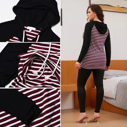 Miniatura 18 de Bhome Camisa de lactancia de manga larga con capucha para lactancia materna