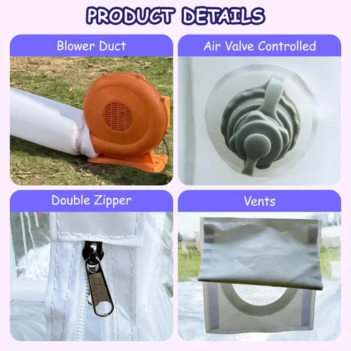 Miniatura 8 de Tienda de campaña inflable de PVC transparente de 10 pies con túnel, cúpula de casa de burbujas inflable, ideal para eventos divertidos y fiestas