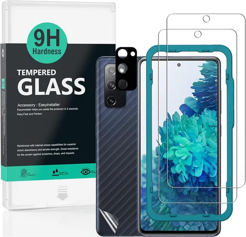 Ibywind Protector de pantalla para SamSung Galaxy S20 FE 4G/5G [2 unidades], vidrio templado de dureza 9H, con 1 protector de lente de cámara, 1