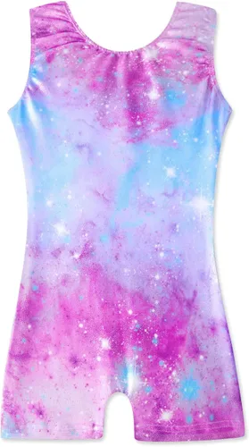 HOZIY Leotardos de gimnasia con pantalones cortos para niñas y niños pequeños, trajes de ciclista con estampado de unicornio brillante, leopardo,