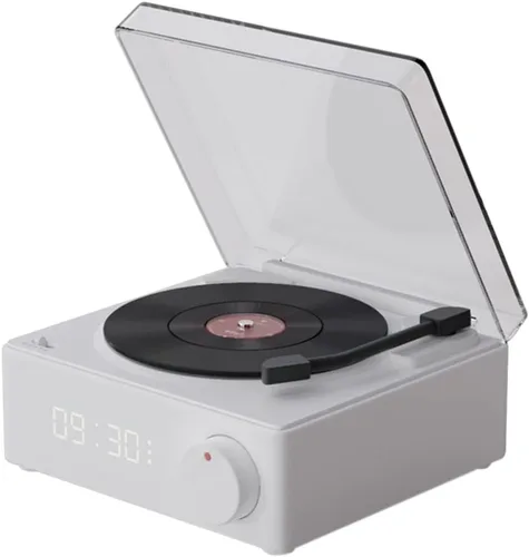 Reproductor de discos de vinilo vintage estilo Bluetooth altavoz fonógrafo estilo retro Bluetooth altavoz blanco lindo aspecto regalo para niñas
