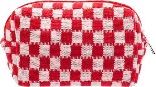 Miniatura 34 de PAZIMIIK Bolsa de Maquillaje a Cuadros para Bolso Portátil con Cremallera, Estuche Pequeño de Cosméticos para Accesorios de Viaje, Azul Ártico