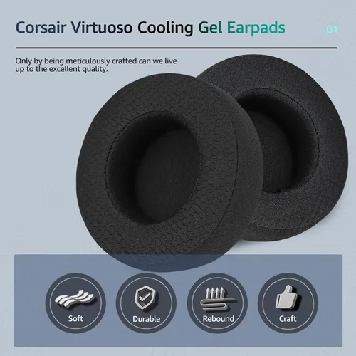 Miniatura 3 de Almohadillas de repuesto de tela para auriculares Corsair Virtuoso Gaming – Tela suave y almohadillas de espuma viscoelástica para Virtuoso RGB, XT