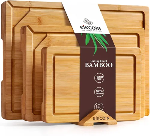 Miniatura 8 de Tabla de cortar de bambú para cocina, tabla de cortar de madera extra grande con ranura profunda para jugo y mango, tabla de cortar resistente