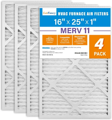 Miniatura 13 de LotFancy Filtro de aire MERV 8 de 16 x 25 x 1, tamaño real: 15.75 x 24.75 x 0.75 pulgadas, horno plisado electrostático y filtro de CA, captura