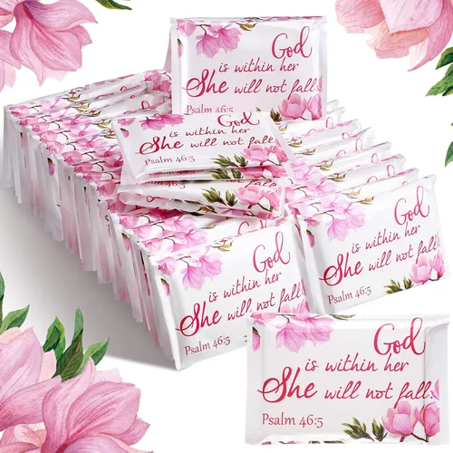 Sinmoe Paquete de 60 pañuelos cristianos de viaje, con bolsillo de las Escrituras, versículo de la Biblia, mini servilleta facial, regalo inspirador
