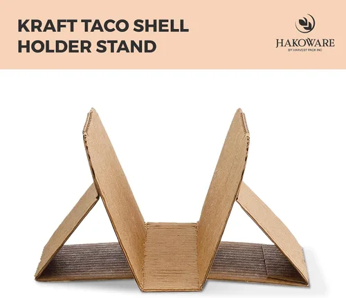 Miniatura 7 de Harvest Pack - 200 bandejas desechables para tacos, soporte de papel kraft resistente, platos ecológicos para servir alimentos para martes de tacos