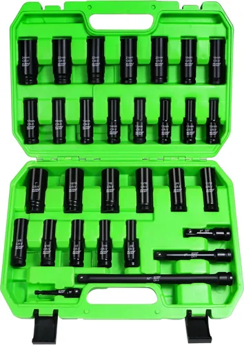 Miniatura 11 de Juego de extensión de enchufe de impacto de 18 piezas, barras de extensión de enchufe de 1/4 de pulgada, 3/8 pulgadas y 1/2 pulgadas, incluye juego
