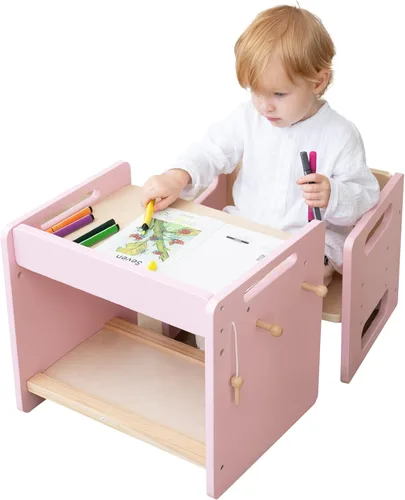 Miniatura 11 de bpmfkid Montessori - Juego de mesa y silla de destete – Diseño ajustable para niños pequeños, ideal para la hora de comer, aprender y jugar