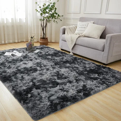 Miniatura 19 de Andency Alfombras suaves color burdeos para sala de estar, dormitorio, 5 x 8 pies, alfombra de noche lanuda esponjosa, antideslizante, alfombra