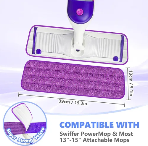 Miniatura 2 de Almohadillas de repuesto reutilizables compatibles con Swiffer PowerMop, repuestos de microfibra para mopa eléctrica, lavables a máquina