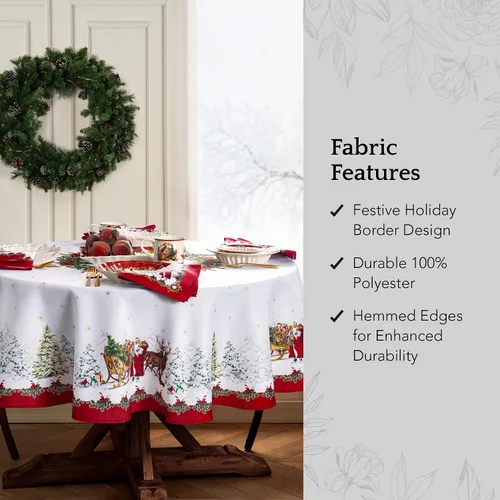 Miniatura 3 de Elrene Home Fashions Villeroy & Boch Toy - Mantel de tela resistente a las arrugas, 70 pulgadas, redondo, multicolor