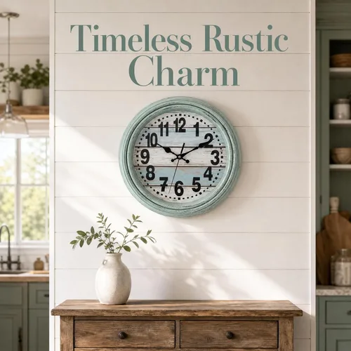 Miniatura 10 de ZENFUN Reloj de pared rústico de 12 pulgadas, reloj de pared silencioso sin tictac, funciona con pilas, decoración de pared de estilo rústico