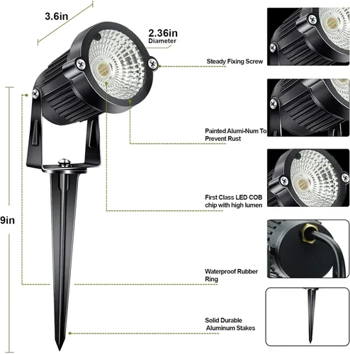 Miniatura 3 de Luces de paisaje RGB de bajo voltaje 5W DC12 Volt LED Spotlight Outdoor Pathway Lights Patio Luces Jardín Césped Paisajismo Luces 500LM IP66 Punto