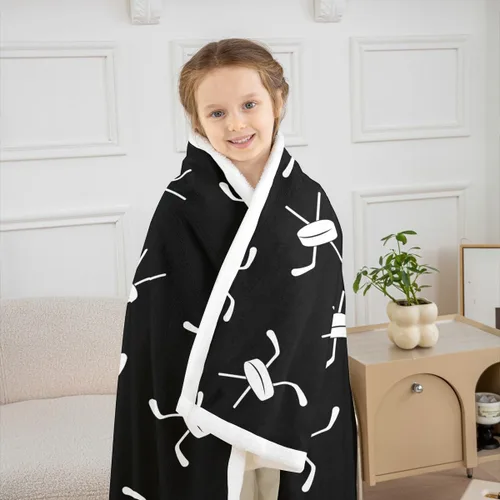 Miniatura 5 de Ice Hockey Sherpa Blanket Hockey Player Flannel Blanket For Kids Boys Girls Teens Adult Winter Ice Sports Plush Blanket Cartoon Ice Hockey Throw