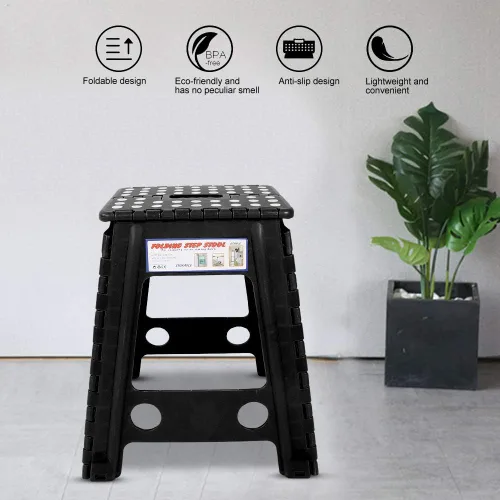 Miniatura 2 de Taburete de plástico Taburete plegable portátil para pesca de senderismo interior (negro)