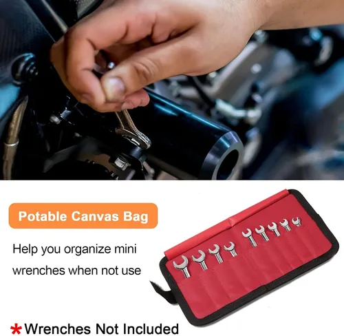 Miniatura 7 de SPEEDWOX Bolsa Organizadora de Herramientas de Llave de 10 Bolsillos, Bolsa de Almacenamiento de Herramientas para Mini Llaves, SAE 5/32-7/16