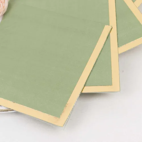 Miniatura 36 de Efavormart 50 Pack Servilletas de papel para fiestas de 2 capas suaves verde oliva con borde dorado de oro, servilletas para cenas, cócteles