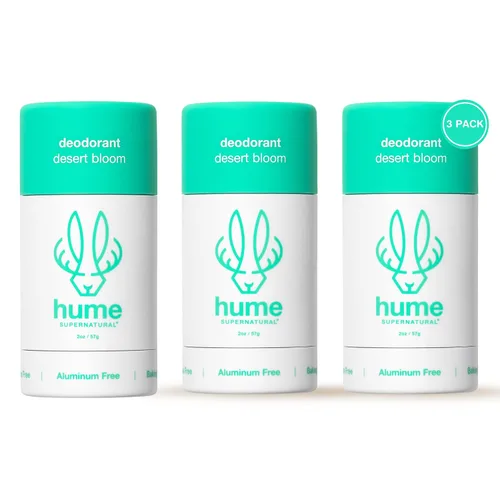 Hume Supernatural Desodorante sin aluminio Roll On para mujeres y hombres, seguro para pieles sensibles, probiótico y a base de plantas, absorbe la