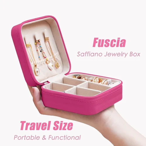 Miniatura 2 de BeBeGee Joyero de viaje, mini organizador de viaje portátil, pequeñas cajas de joyería para mujeres, regalos de dama de honor y accesorios