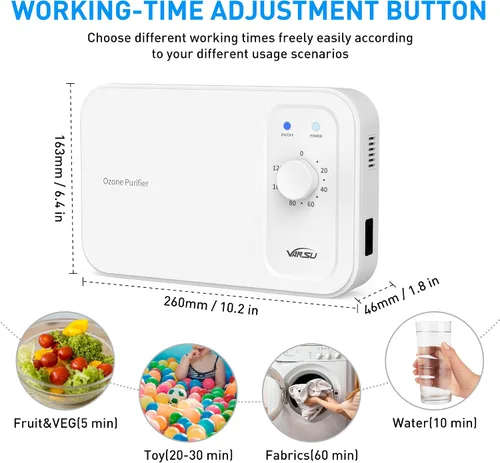 Miniatura 4 de Máquina multiusos de ozono de 800 mg/h,Burbujero de ozono para purificar agua y aire,Ozonador de agua portátil para alimentos F&V Home Hunting Cold