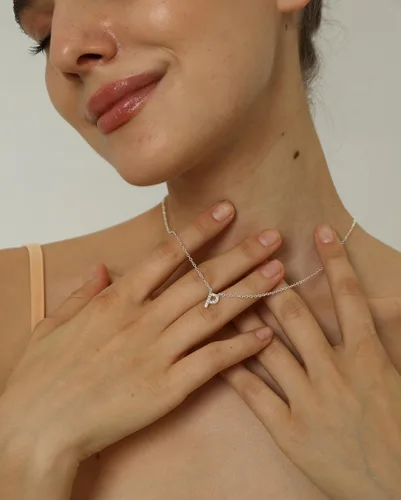 Miniatura 3 de KICKGY Initial Necklaces for Women, Dainty Silver Letter Necklace Sterling Silver Personalized CZ Initial Necklace Cute Monogram Name Necklace