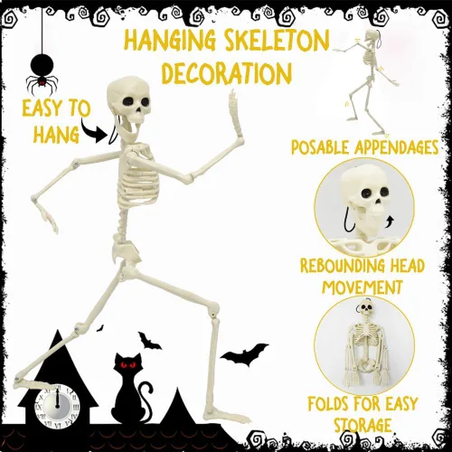 Miniatura 3 de CAMIRUS Paquete de 5 decoraciones de esqueleto de Halloween, mini esqueletos de cuerpo completo de 16 pulgadas con articulaciones articulables