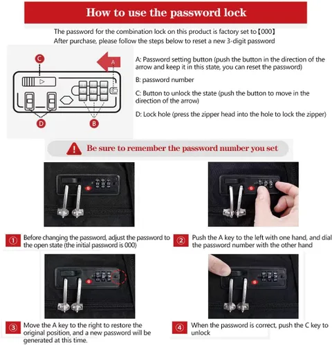Miniatura 6 de Mochila antirrobo para portátil con carga USB compatible con portátil de 15.6 pulgadas con bloqueo incluido., A-gris
