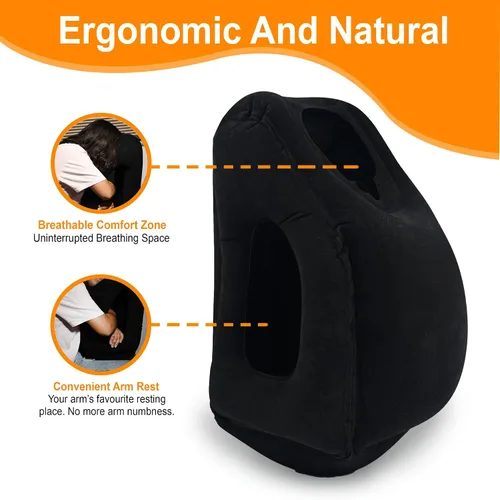 Miniatura 5 de Skyrest® Almohada inflable de viaje para autobuses, soporte cómodo para la cabeza, almohada de aire para dormir para evitar dolor de cuello, lumbar