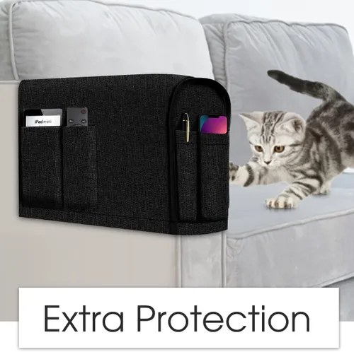 Miniatura 6 de Joywell Fundas de lino para reposabrazos de sala de estar, protector antideslizante de sofá para perros, gatos y mascotas, funda para sillón