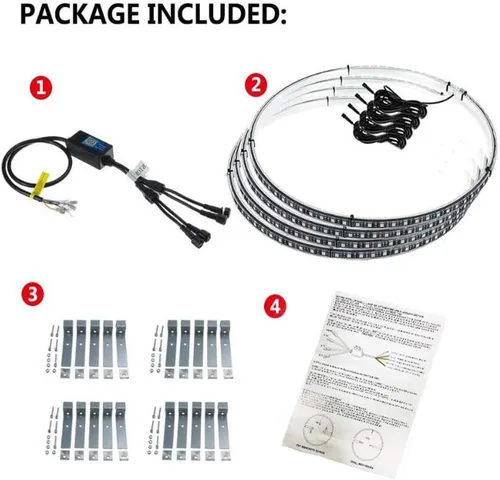 Miniatura 7 de Juego de luces LED de 15.5 pulgadas para llantas de color de flujo de sueño para automóvil, camión, todoterreno, kit de anillo de rueda LED por
