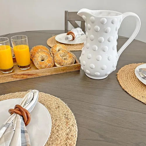 Miniatura 3 de AuldHome Design Jarra de cerámica blanca con clavos (tamaño grande), estilo retro vintage