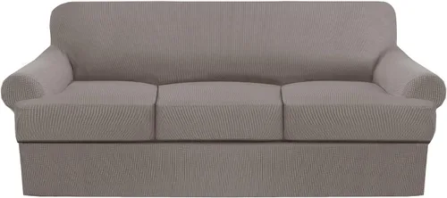 Miniatura 31 de Juego de fundas para sillas con cojines en T de 2 piezas, funda de sofá elástica para sillones y sillas con cojines en T
