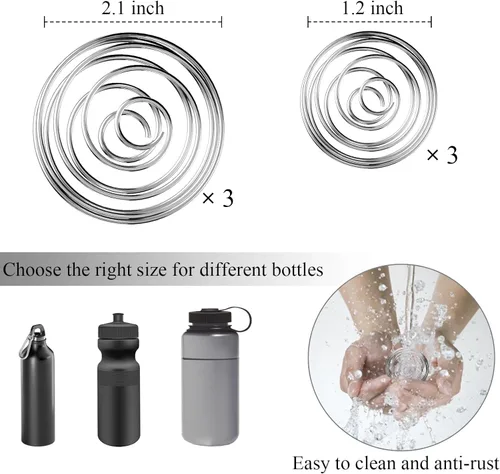 Miniatura 2 de 6 bolas agitadoras de repuesto para botella, 2 tamaños, bolas de mezcla de acero inoxidable para mezclador de proteínas, botella de bebida