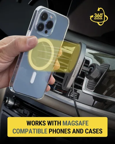 Miniatura 4 de Scosche MPQMD-SP MagicMount Charge Pro Qi2 Cargador de montaje en coche MagSafe de carga inalámbrica rápida, soporte magnético de teléfono celular