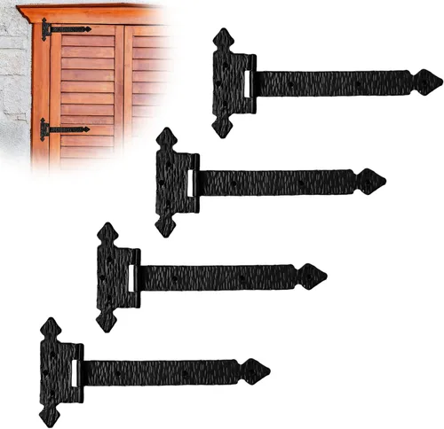 Miniatura 38 de Paquete de 2 bisagras de hierro forjado negro de 9 pulgadas, bisagras decorativas de hierro forjado, bisagras de hierro rústico para persianas