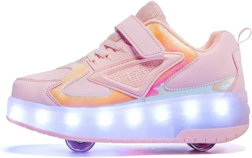 Miniatura 2 de HHSTS Zapatos para niños con ruedas, zapatos de color de luz LED, patines brillantes, zapatos de patinaje, regalos simples para niños y niñas