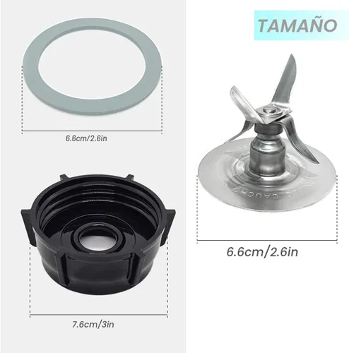 Miniatura 2 de para piezas de repuesto de licuadora Oster Cuchilla de hielo de licuadora con tapa de base de jarra y dos juntas tóricas de goma O Ring Kit