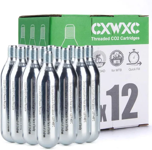 CXWXC Cartuchos roscados de CO2 de 16g / 25g o inflador de CO2 para neumáticos de bicicleta - Cartucho para inflador de CO2 con conexión roscada,