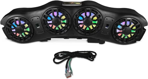 DS18 Sistema de barra de sonido superior JL24-SBAR/BKLD con 4 altavoces marinos de 8 altavoces con luces LED digitales de sueño, compatible con Jeep