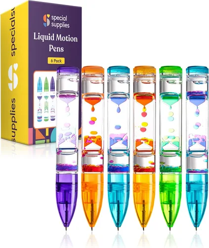 Special Supplies Liquid Motion Bubbler - Bolígrafos de 6 unidades, temporizador de reloj de arena colorido con movimiento de gotas, dormitorio,