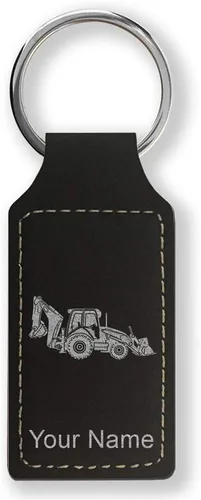 Miniatura 26 de LaserGram Llavero rectangular, retroexcavadora, grabado personalizado incluido