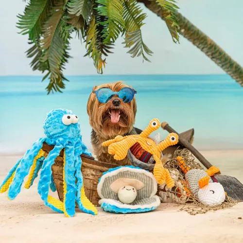 Miniatura 2 de Nocciola Paquete de 4 juguetes chirriantes para perros masticadores agresivos, cuerda de peluche resistente y duradera, juguete masticable