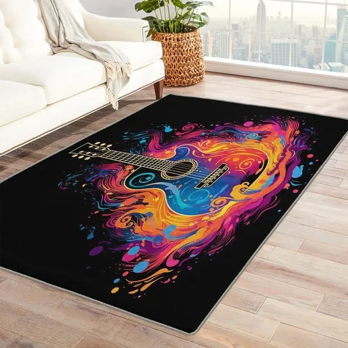 Alfombras lavables para entrada, sala de estar, dormitorio, alfombra de guitarra y decoración del hogar, alfombra de área musical de 2 x 3 pulgadas,
