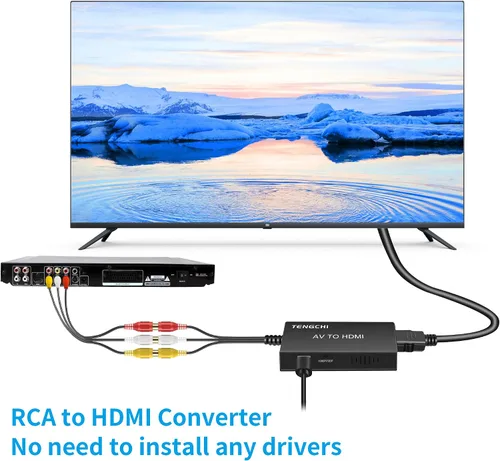 Miniatura 2 de Tengchi Convertidor RCA a HDMI, adaptador compuesto a HDMI compatible con 1080P PAL/NTSC compatible con PS One, PS2, PS3, STB, Xbox, VHS, VCR