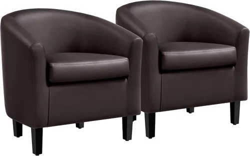 Miniatura 12 de Yaheetech Juego de 2 sillas tipo barril de pana, tapizadas, sillones redondos, sillas de espera con cojín suave para sala de estar, dormitorio, sala